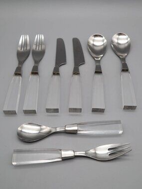Vtg Towle Supreme Cutlery Lucite & Stainless Flatware Mixed Lot of 8 Pieces MCM